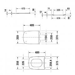 Duravit DuraStyle Сиденье для удлиненного унитаза (253709, 254209) цвет белый, петли нерж сталь. с микролифтом. (СПЕЦЦЕНА)