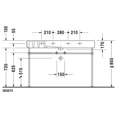Duravit Vero Металлическая консоль регулировка по высоте + 50 мм, хром для умывальника # 032912