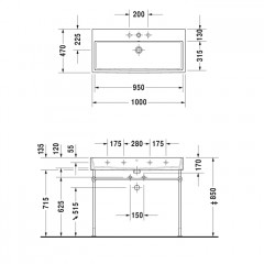 Duravit Vero Air Раковина 100cm, с переливом, с площадкой, с 1 отв. под смеситель, на столешницу, Цвет белый