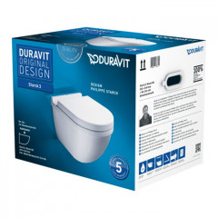 Duravit Starck 3 Комплект: подвесной унитаз 360х540 мм 222509+ сиденье с мягким закрыванием 006389 (СПЕЦЦЕНА)