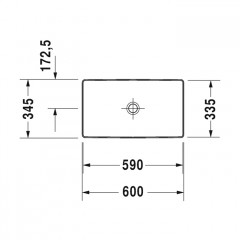 Duravit DuraSquare Умывальник 600 мм, без перелива, на столешницу, Цвет белый