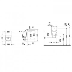Duravit D-code писсуар,без мушки,305x295мм.подача воды сзади,белый