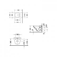 Duravit DuraStyle Унитаз подвесной безободковый 540х370 мм, с креплением, c Wondergliss, цвет белый