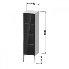 Duravit XViu Шкаф подвесной со стеклянной дверью 1330x400x360мм, (петли слева), корпус: белый глянцевый / фасад: чёрный матовый