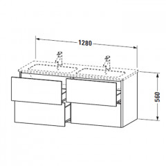 Duravit XSquare База под раковину 1280х478х560 мм, с 4 выдв ящиками, Цвет белый глянц.(для 233613)