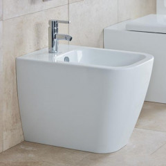 Duravit Happy D.2 Биде напольное пристенный вариант, с перел., с 1 отв. под смес., вкл. заглушку для перелива, хром, вкл. крепление Durafix, 365x570м