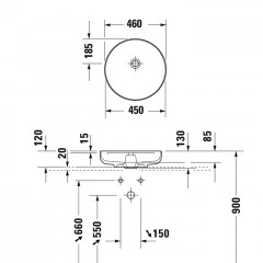 Duravit Vitrium Раковина накладная круглая 460мм, из DuroCast UltraResist-композит, без перелива и полки для смесителя , Цвет матовая корица