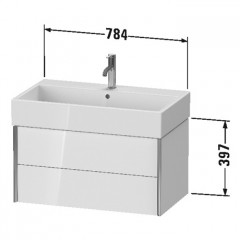 Duravit XViu Тумба подвесная 397x784x454мм, для раковины #235080, 2 ящика, цвет: белый глянцевый/champagne matt