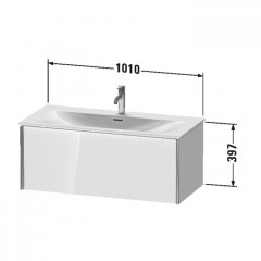 Duravit XViu Тумба подвесная 610x800x480мм, для раковины #234410, 1 ящик, цвет: белый глянцевый/champagne matt