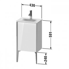Duravit XViu Тумба подвесная 591x430x310мм под раковину # 073345, 1 дверца, (петли слева), ножки не вкл., цвет: белый глянцевый / края: чёрный матовый