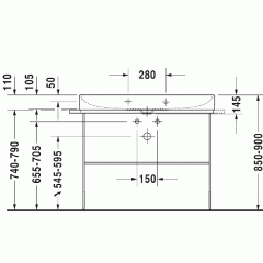 Duravit DuraSquare Раковина встраиваемая 1000 мм, без перелива, с 1 отв. под смеситель, Цвет белый