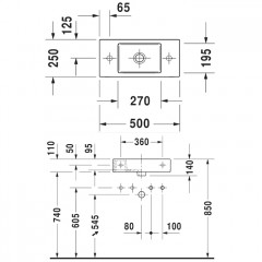 Duravit Vero Air Раковина накладная500х250 мм, с 1 отв. под смеситель слева , Цвет белый (СПЕЦЦЕНА)