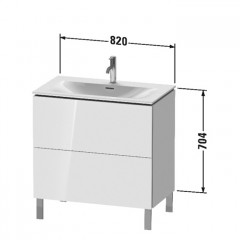Duravit L-Cube Тумба напольная под раковину # 234483, 2 ящика, 704x820x481мм, цвет White High Gloss