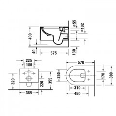 Duravit Millio Унитаз подвесной "Grooves" 370х570 мм, крепление в компл.,цвет матовая корица