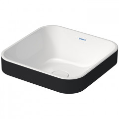 Duravit Happy D.2 Plus Раковина квадратная 400мм, без перелива,с выпуском с керамической крышкой, покр WonderGliss, цвет Anthracite matt/белый