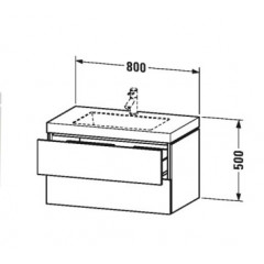 Duravit L-Cube База с раковиной 500x800x480, 2 выдв.ящика, American Walnut