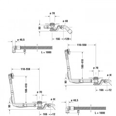 DURAVIT Слив-перелив для ванн, квадратно-овальный, цвет хром