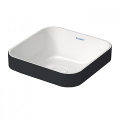 Duravit Happy D.2 Plus Раковина квадратная 400мм, без перелива,с выпуском с керамической крышкой цвет Anthracite matt/белый