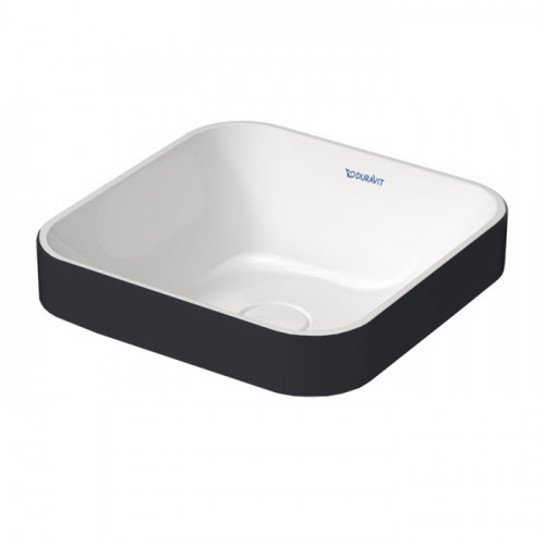 Duravit Happy D.2 Plus Раковина квадратная 400мм, без перелива,с выпуском с керамической крышкой цвет Anthracite matt/белый
