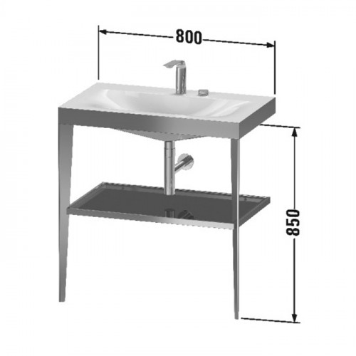 Duravit XViu Консоль напольная, 850x800x480мм с полкой, с раковиной без перелива, без отв., цвет: black matt/white high gloss lacquer