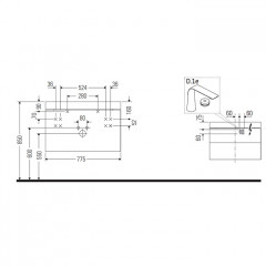 DURAVIT HAPPY D.2 PLUS Комплект мебели 775х490х468 мм, 2 ящ, с 1 отв для смес, в компл.с сиф и донным клап, раковина bi-color, цвет Графит супермат