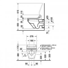 Duravit DuraStyle Унитаз подвесной 620х370 мм, для крышки-биде Sensowash, с креплением, цвет белый