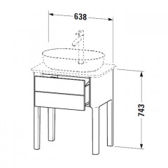 Duravit Luv База напольная, 743x688x450, 1 выдв.ящик, цвет скандинавско белый шелковисто-матовый