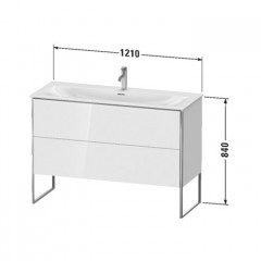 Duravit XSquare Тумба напольная под раковину # 234412, 2 яшика, встроенные ножки с регулировкой по высоте, 592x1210x478мм, цвет Nordic White SaM