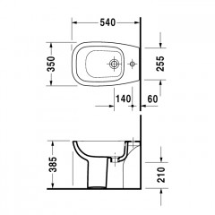 Duravit D-Code Биде напольное с перел., с 1 отв. под смес., 350x540мм, Цвет: Белый