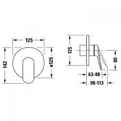 Duravit Wave Однорычажный смеситель для душа для скрытого монтажа, хром