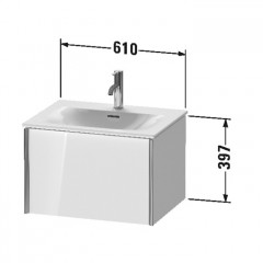 Duravit XViu Тумба подвесная 610x800x480мм, для раковины #234463, 1 ящик, цвет: белый глянцевый/champagne matt