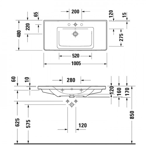 Duravit D-Neo Раковина накладная 1005х480 мм, с переливом, с 1 отв. под смеситель, цвет: белый