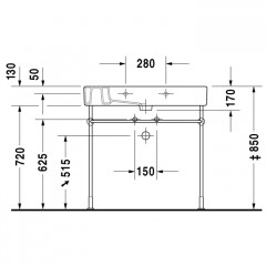 Duravit Vero Металлическая консоль регулировка по высоте + 50 мм, хром для умывальника # 032985