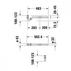 Duravit Сифон для биде 1 1/4" с удлиненной спускной трубой, цвет: хром