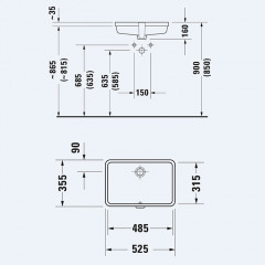 Duravit Vero Раковина 485х315 мм. встр., для встраивания снизу, с перел., без площ. под смес., с WonderGliss