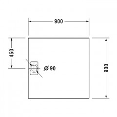 Duravit Stonetto Поддон композитный квадратный 900x900х50mm, d90, цвет Антрацит