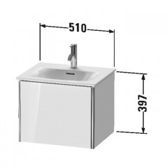 Duravit XSquare Тумба подвесная под раковину # 234453, 1 выдвижное отделение, 397x510x418мм, цвет White High Gloss
