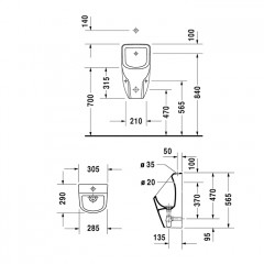 Писсуар Duravit D-Code 0828300000 с внешним подводом воды