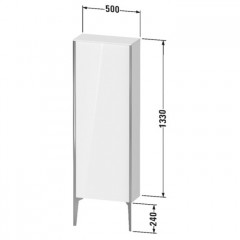 Duravit XViu Шкаф подвесной 1330x500x240мм, с 1 дверью, 3 стеклянными полками (петли слева), цвет: walnut dark/черный матовый