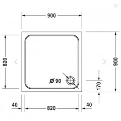 Duravit D-Code Поддон акриловый квадратный 900x900х85mm, d90, цвет белый