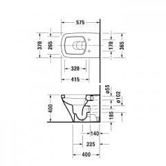 Duravit DuraStyle Унитаз напольный пристенный 370х570 мм, с креплением,слив в стену. цвет белый