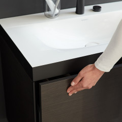 Duravit XViu Тумба подвесная 503x800x480мм, 2 ящика, с раковиной без перелива, с 2 отв под смес, цвет: dark brushed oak/чёрный матовый