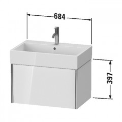 Duravit XViu Тумба подвесная 397x684x454мм, для раковины #235070, 1 ящик, цвет: walnut dark/черный матовый