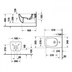 Duravit Aurena Биде подвесное 365 x 570 мм, с креплением Цвет: Белый глянец