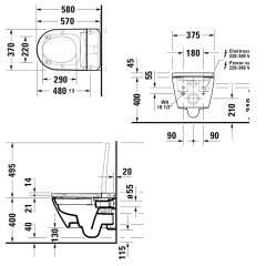 Duravit D-Neo Безободковый унитаз с покрытием Hygieneglaze, цвет белый (для Sensowash 614700012002340)