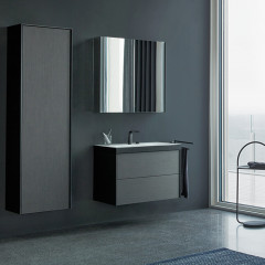 Duravit XViu Тумба подвесная 503x800x480мм, 2 ящика, с раковиной без перелива, с 2 отв под смес, цвет: dark brushed oak/чёрный матовый