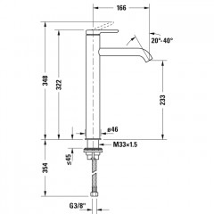 Duravit C.1 Смеситель для раковины на 1 отв. высокий h=322 мм, излив 166мм, цвет: хром