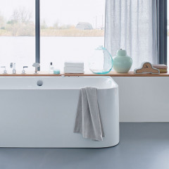 Duravit Happy D.2 Ванна 1800х80 мм, угол справа, с интегрированной акриловой панелью DX и ножками, с двумя наклонами для спины. Санитарный акрил 5 мм.