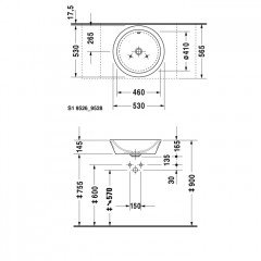 Duravit Раковина накладная круглая 530мм, без отв под смеситель, с переливом, цвет белый