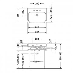 Duravit Happy D.2 Раковина для мебели шлифованный с перел., с 1 отв. под смес., вкл. заглушку для перелива, хром, 650x505мм, Цвет: Белый
